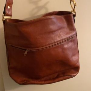Brown vintage French leather bag